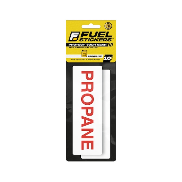 Propane Sticker, Propane Label for Tank, Container, Hvy-Dty, Safety Label, 6''x2'', 10PK